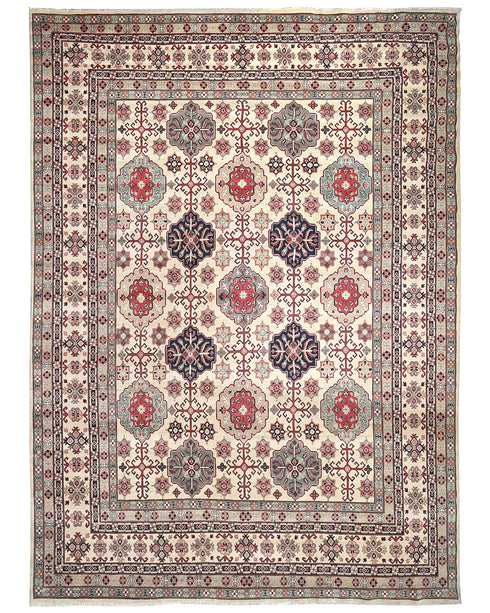 13x16 Beige Kuba Afghan Hand Knotted Wool Area Rug